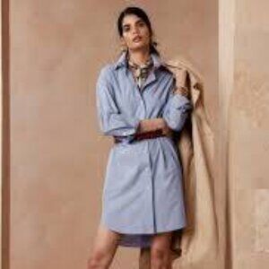 Banana Republic Poplin Shirt Dresses Light Blue/LP